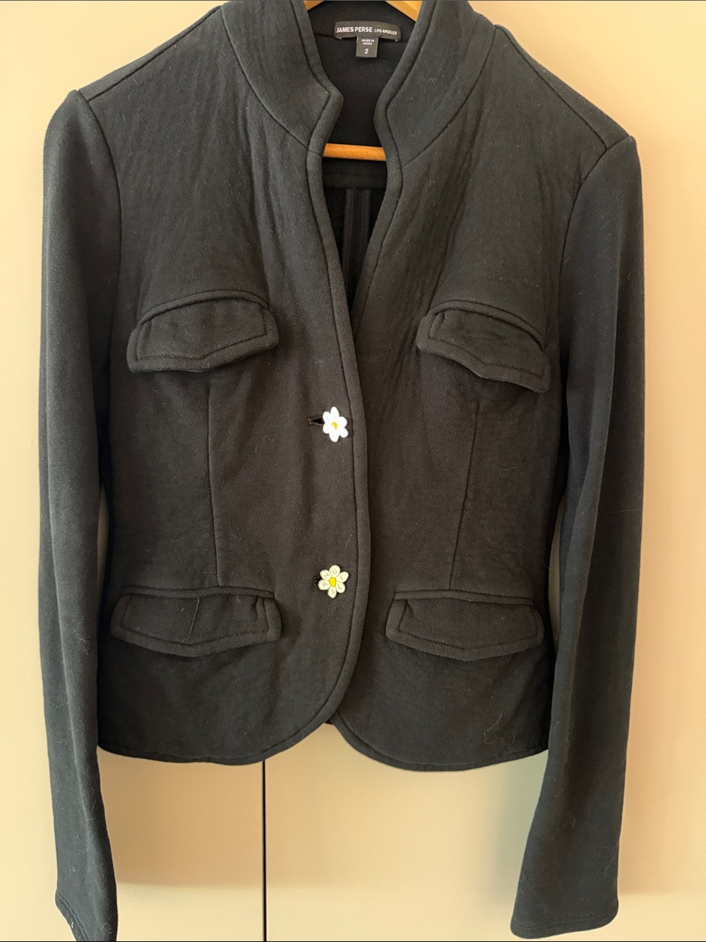 James Perse black knit blazer size 2